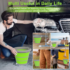 Goldfox collapsible bucket open with handle for easy car washing.