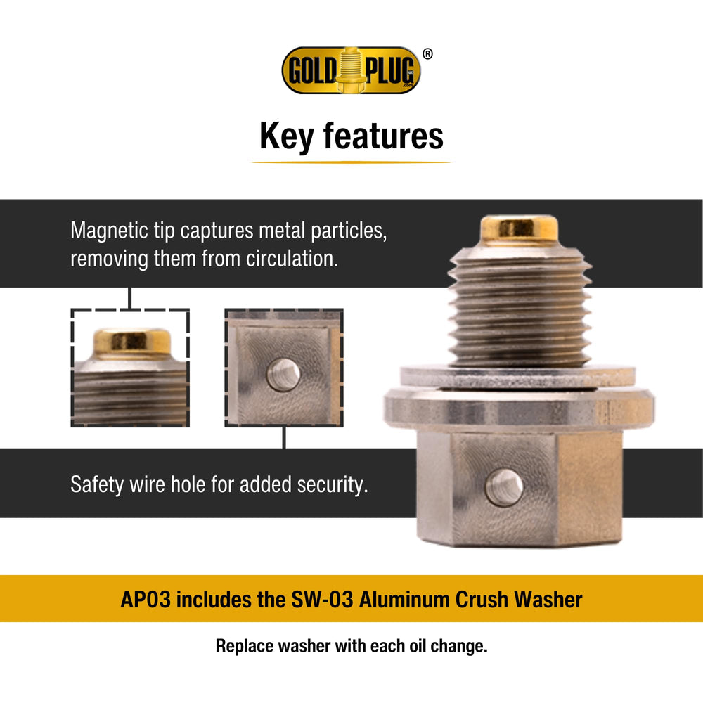GoldPlug M12x1.25 drain plug easy-to-install design