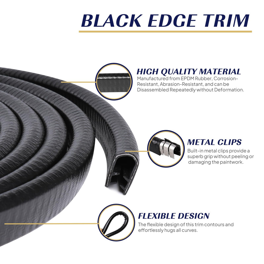 GoldWheel edge trim hugging curved car door edge for protection.