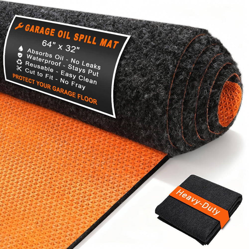 Golener oil spill mat under car protects garage floor from oil leaks