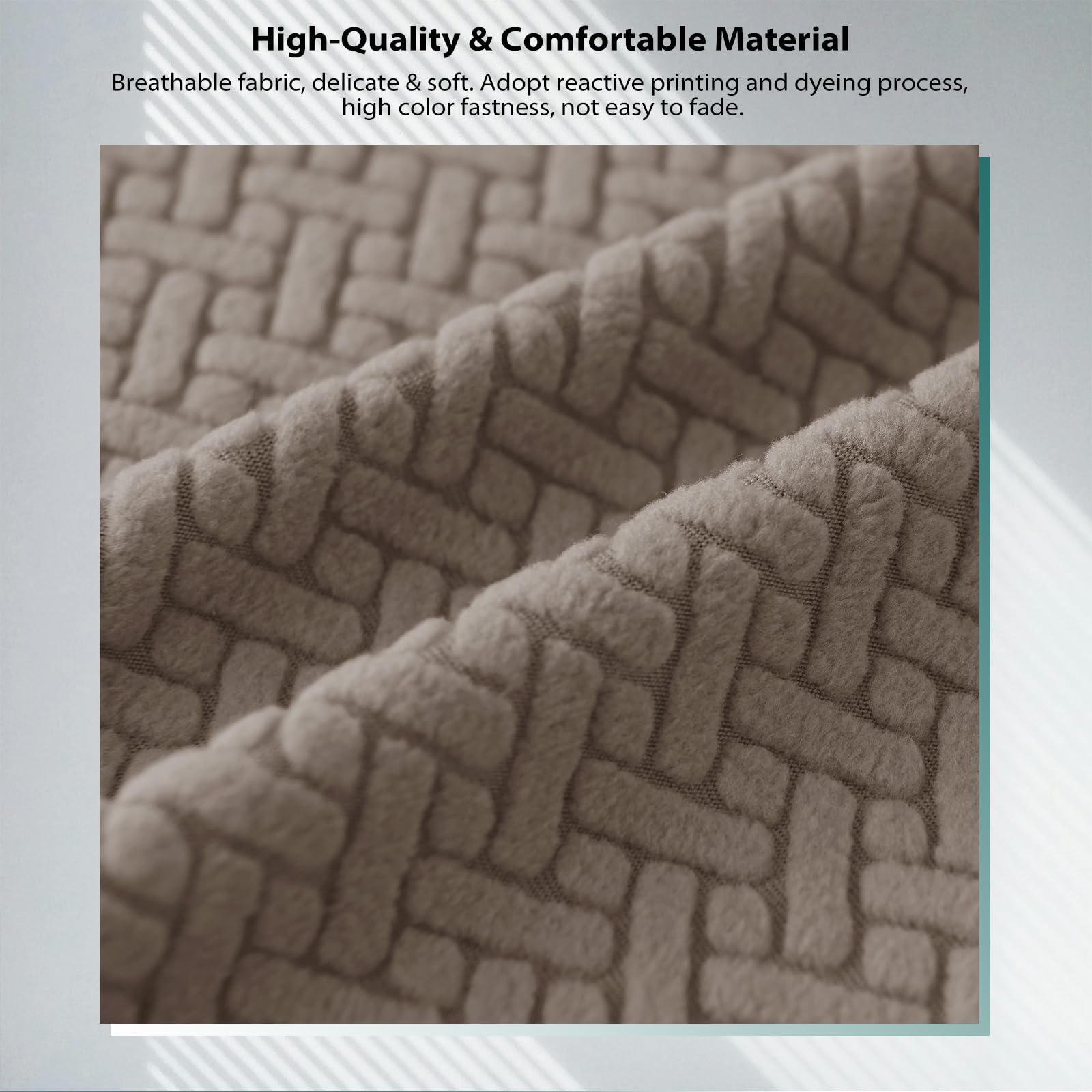 Gollense high-stretch fabric detail for flexible fit across cushions.