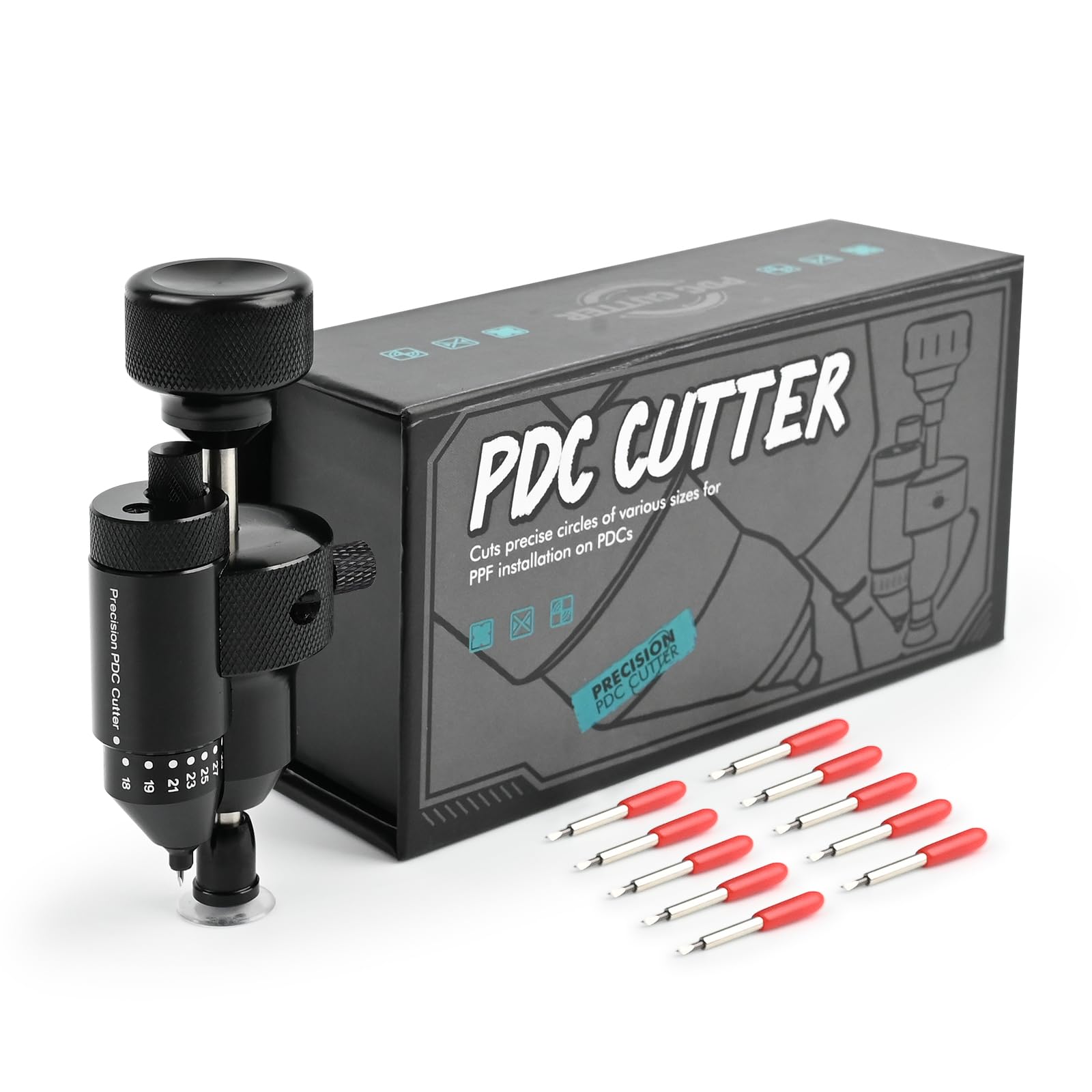 Gomake PPF sensor cutter for 18mm-32mm holes, precise parking sensor cuts.