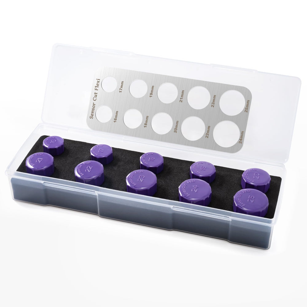 Gomake sensor cut template for 16-25 mm holes enables precise bumper sensor placement.