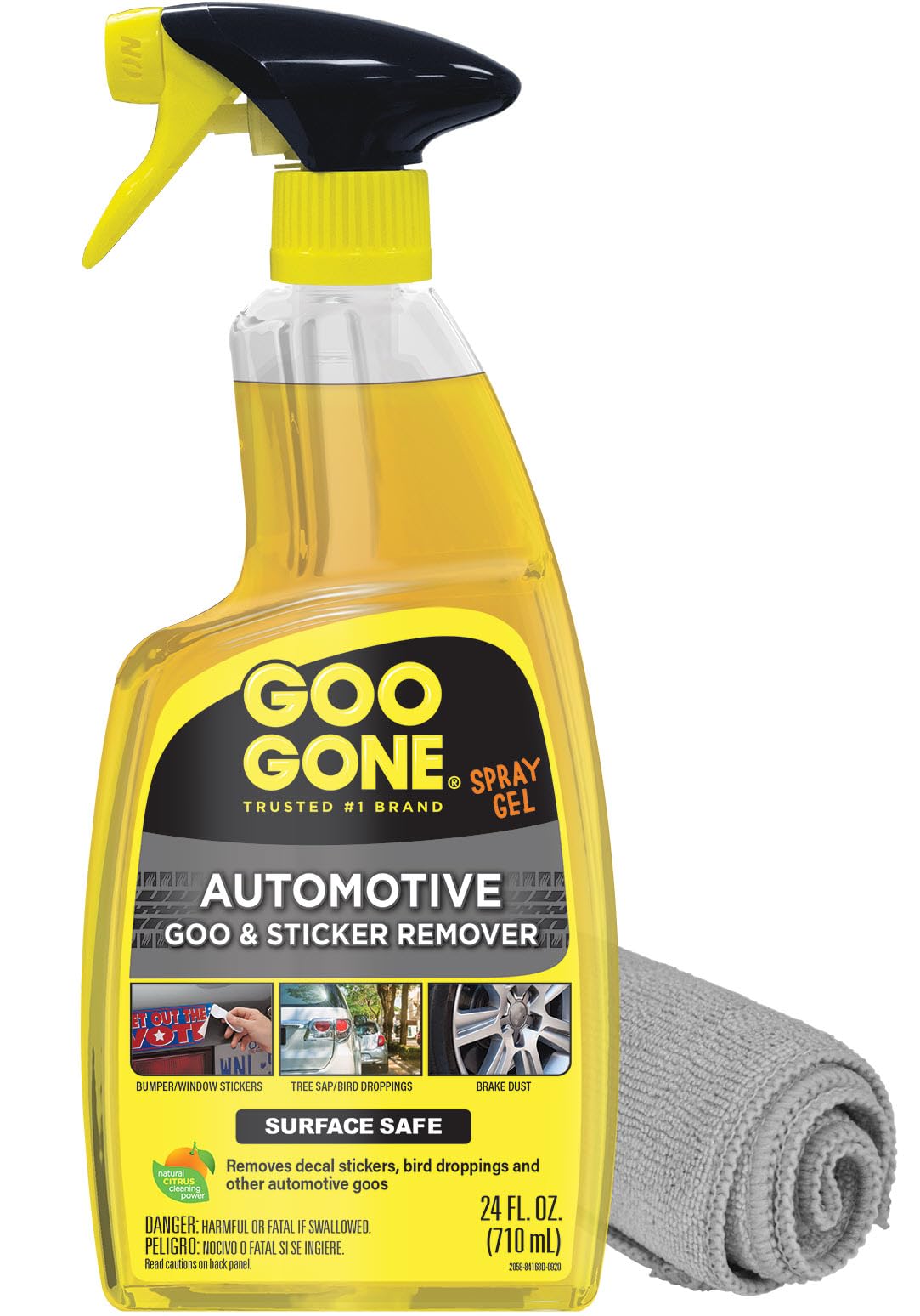 Goo Gone automotive spray gel removes bumper stickers cleanly and safely