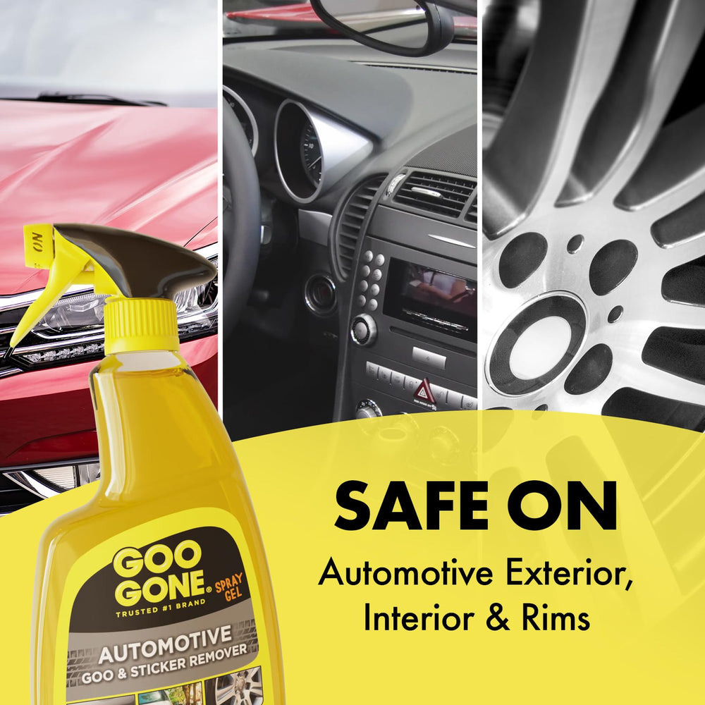 Goo Gone automotive spray gel dissolves chewing gum without damaging surfaces