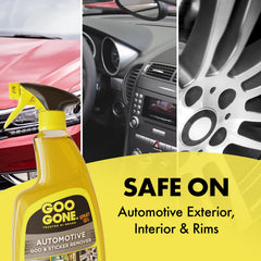 Goo Gone automotive spray gel dissolves chewing gum without damaging surfaces