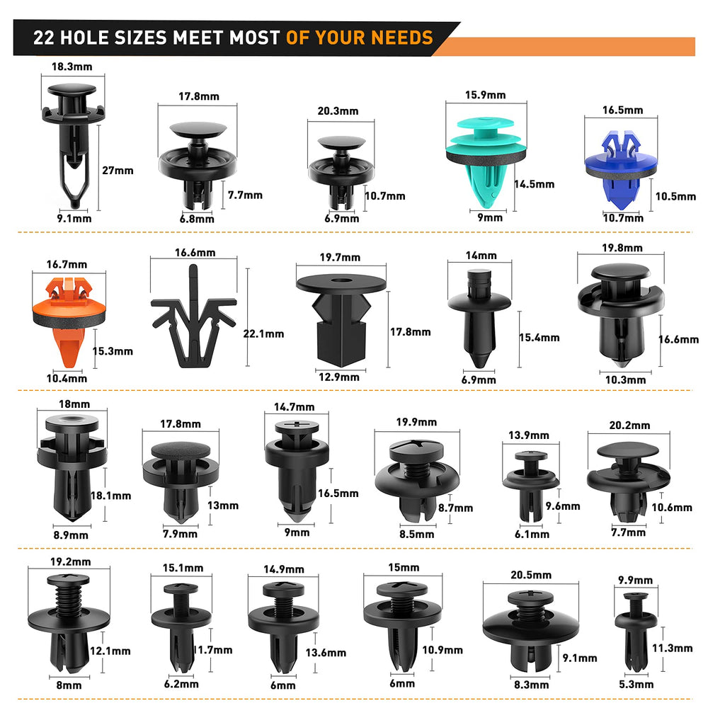 GOOACC 22-types fastener kit covers most common sizes for quick DIY repairs.