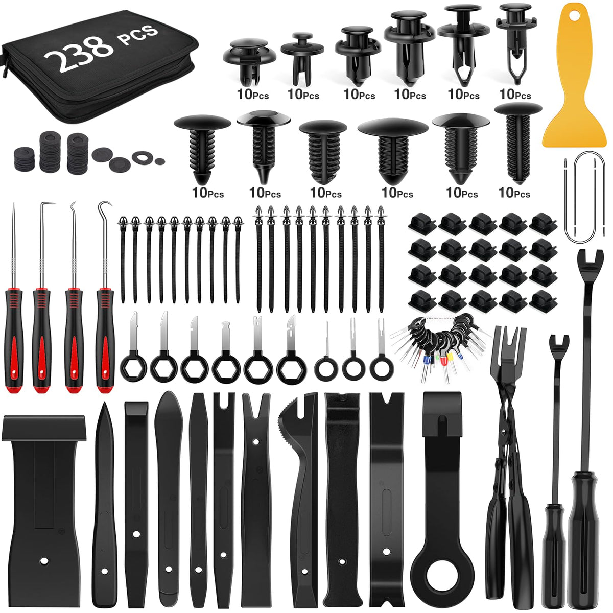 GOOACC 238Pcs trim removal kit contents for versatile car panel work.