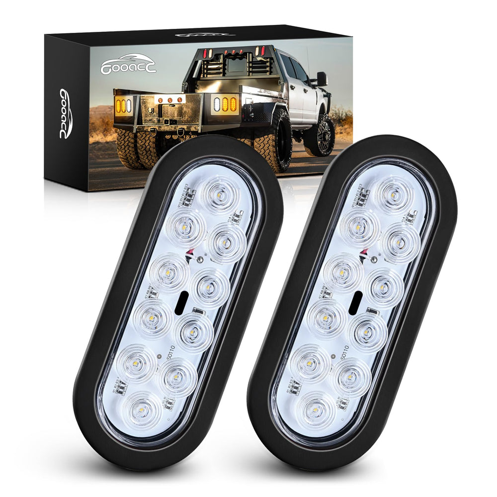 GOOACC 6-inch oval tail light front view highlighting bright LEDs for trucks.