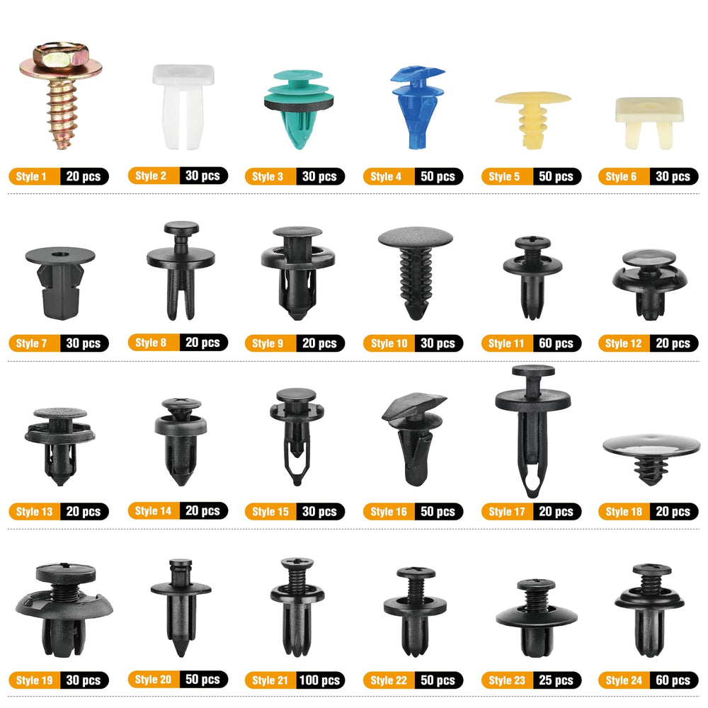 GOOACC 900Pcs car panel fasteners clip set helps secure dashboards and trims.
