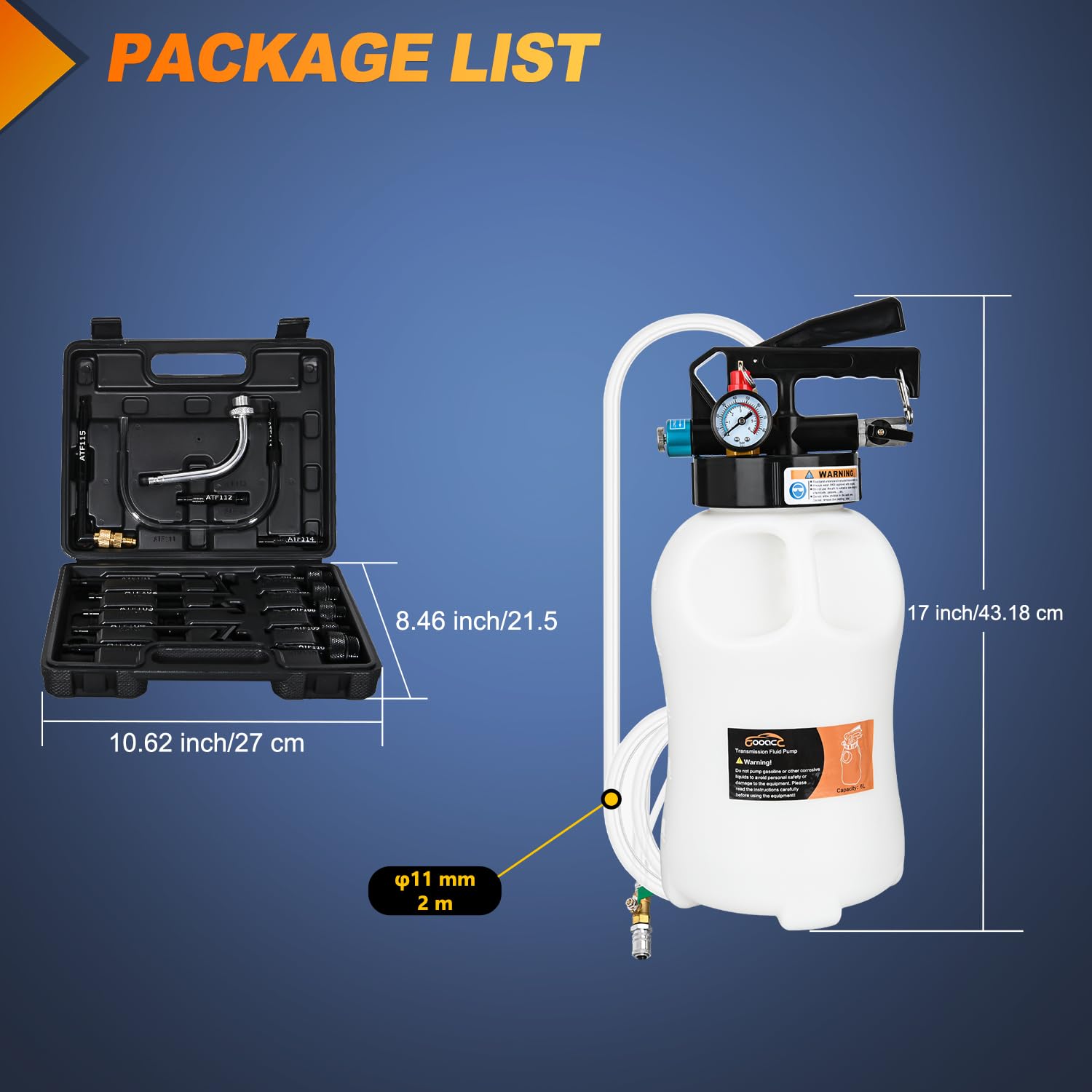 GOOACC air-inlet 1/4 NPT connects quickly to standard air compressors.