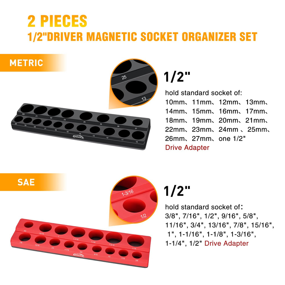 GOOACC black metric tray for easy socket identification.