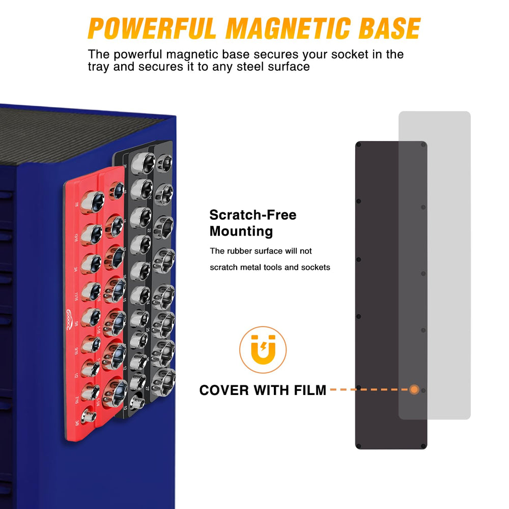 GOOACC durable plastic magnet holds sockets firmly.