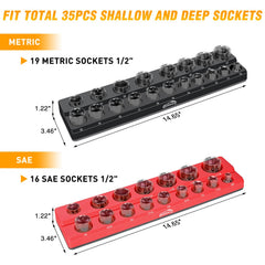 GOOACC red SAE tray organizes sockets by standard.