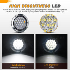 GOOACC tail light with stainless steel bezel assembly close-up