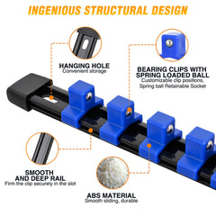 GOOACC socket rail black clip detailed close-up emphasizing durable clips and smooth operation