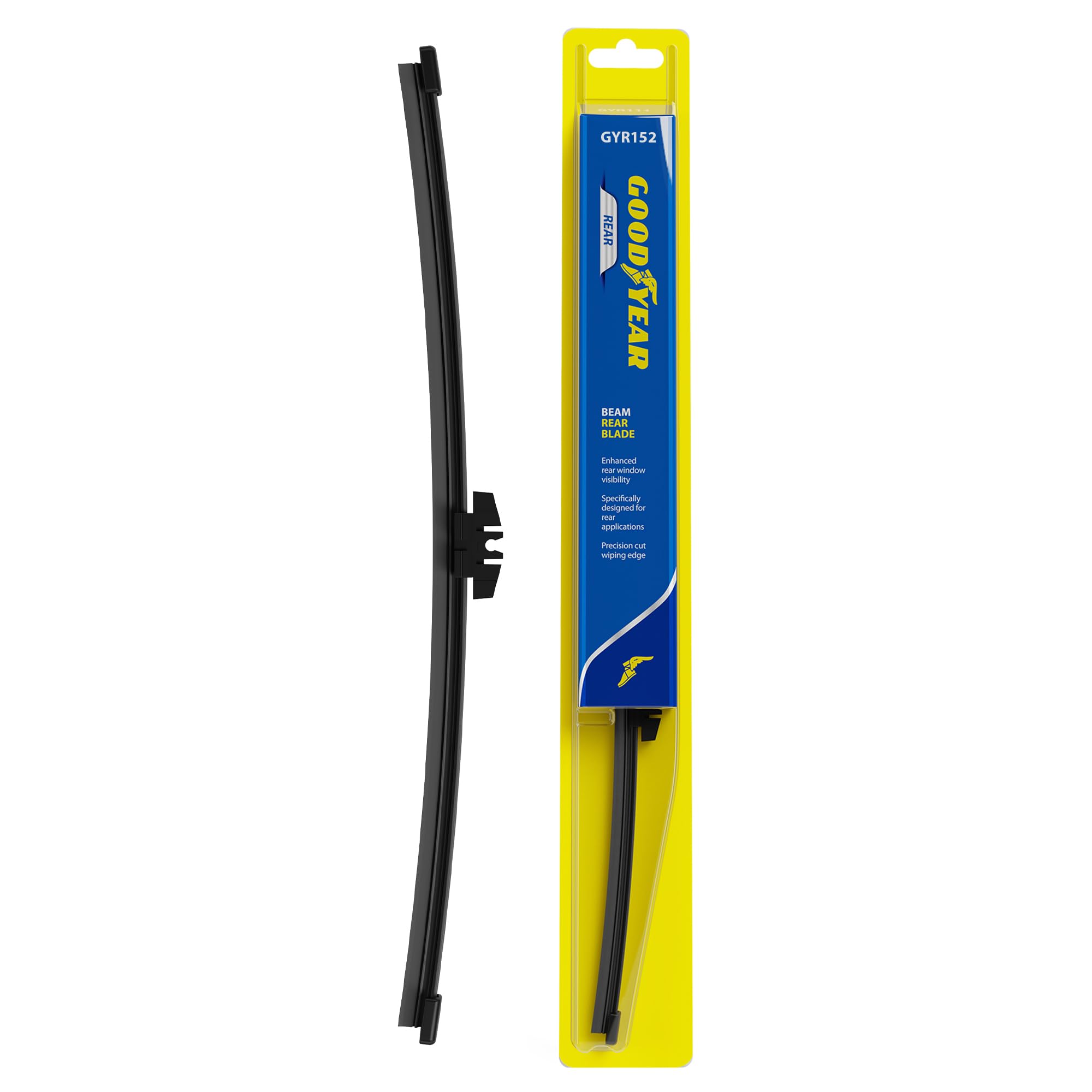 Goodyear 15-inch beam rear wiper blade on curved rear window for clear visibility