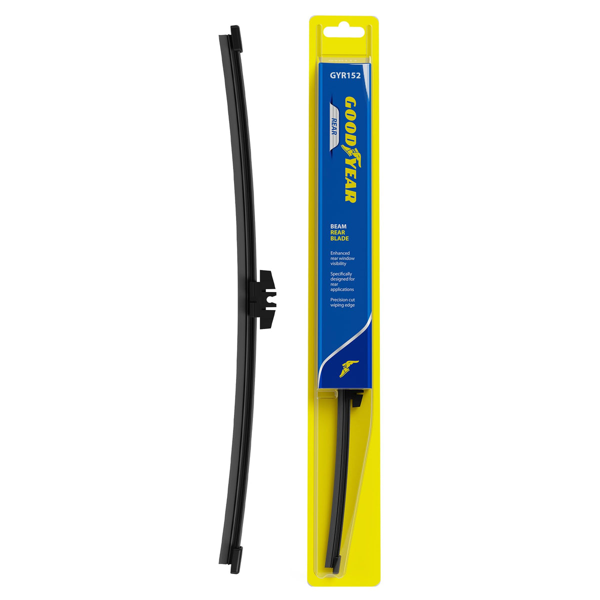 Goodyear 15-inch beam rear wiper blade on curved rear window for clear visibility