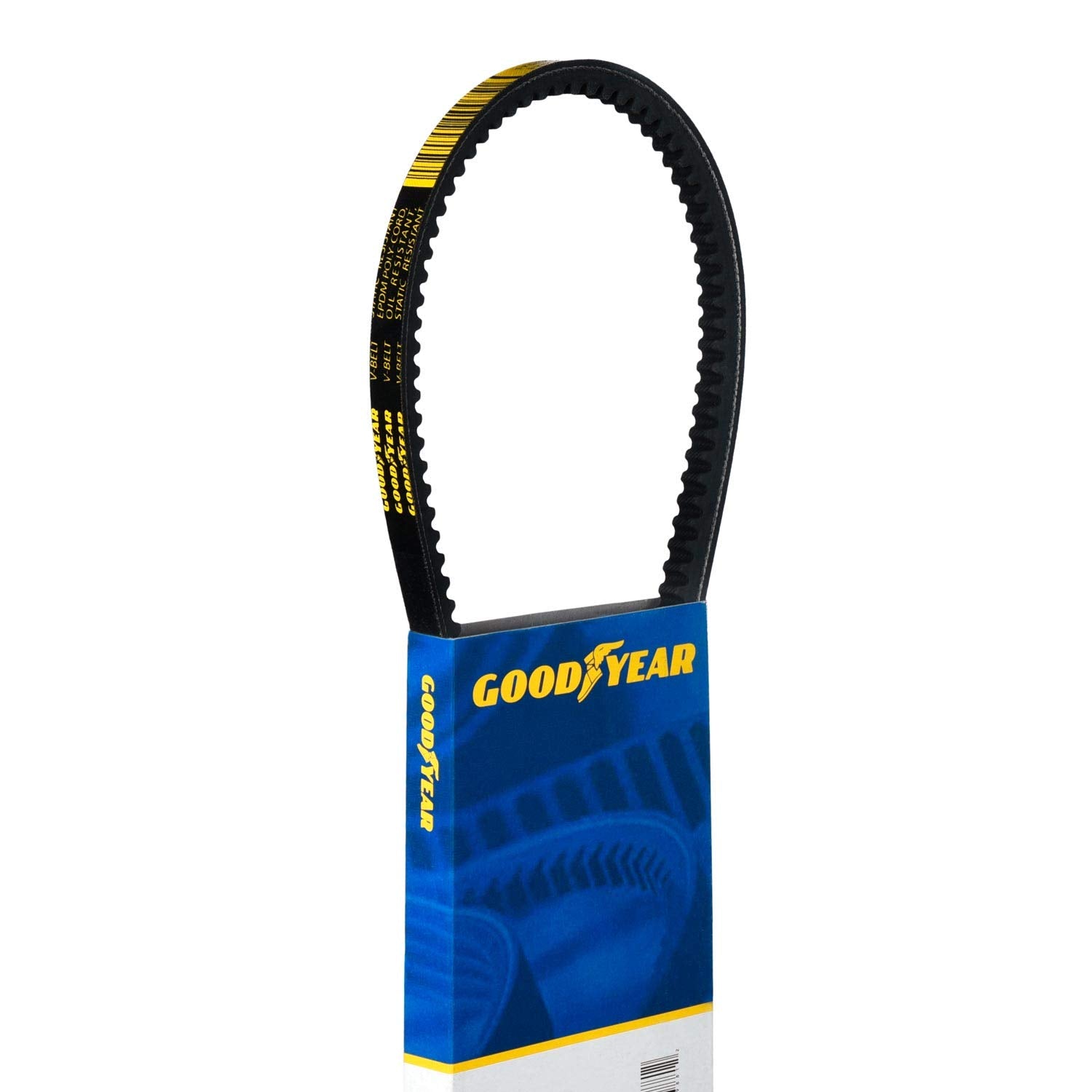 Goodyear 15435 cogged V-belt in black shows durable construction for long life.
