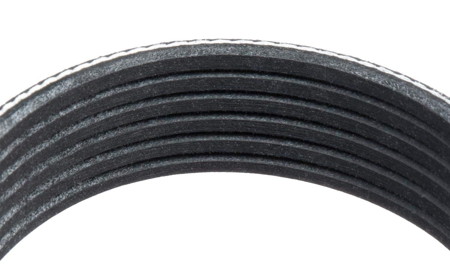 Goodyear 1060825 serpentine belt top view highlights compact profile.