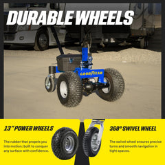 Goodyear electric dolly side view demonstrates compact maneuverability.