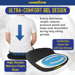 Goodyear gel cooling layer seat cushion enhances comfort during long drives or desk work