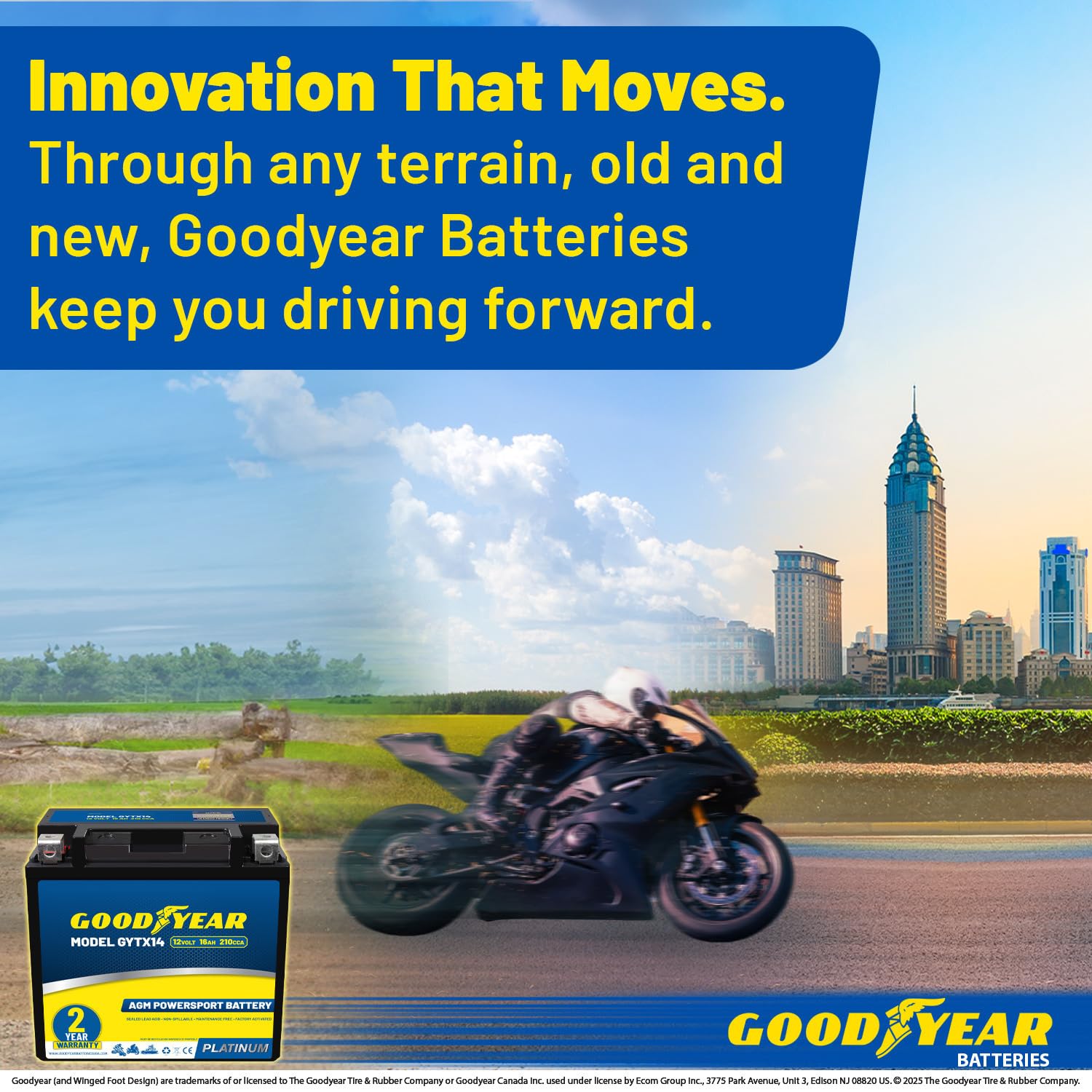 Goodyear GYTX14-12V installation includes screws for easy mounting
