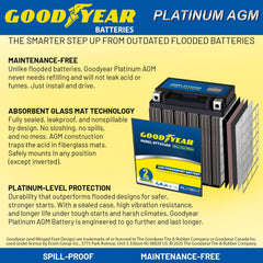 Goodyear GYTX14AH polarity markings clearly indicate terminals for safe connections.