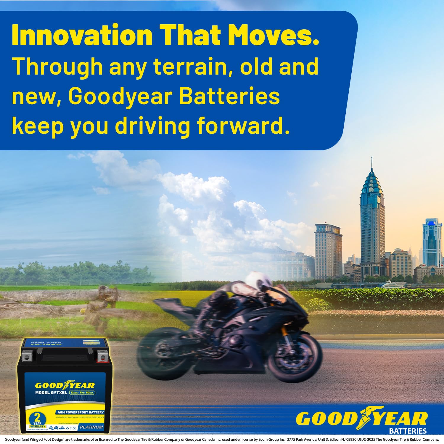 Goodyear GYTX5L packaged battery ready for replacement