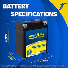 Goodyear GYTX7L side polarity markings, easy, safe installation.