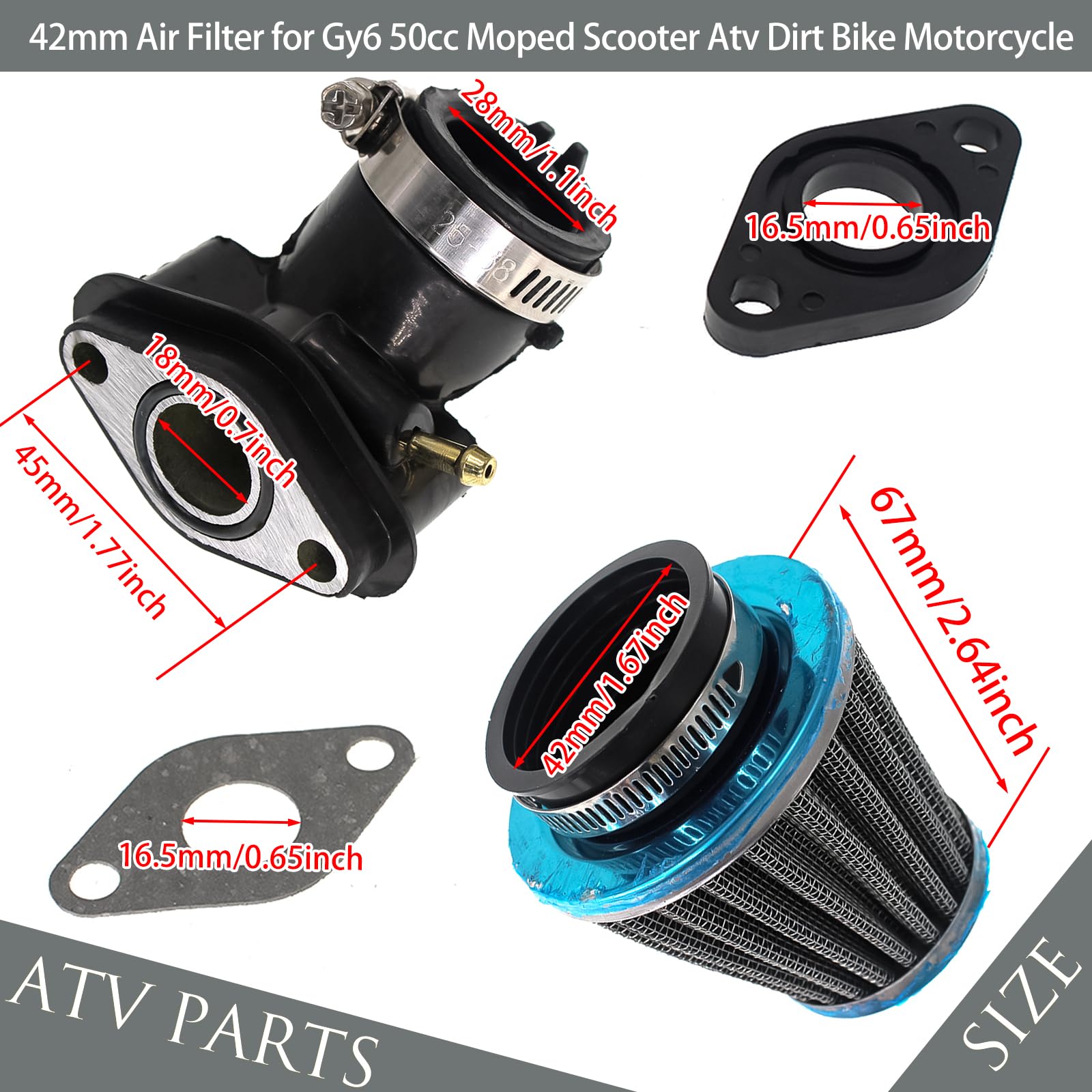 GOOFOUND 18mm intake and 40mm diameter details confirm fitment compatibility