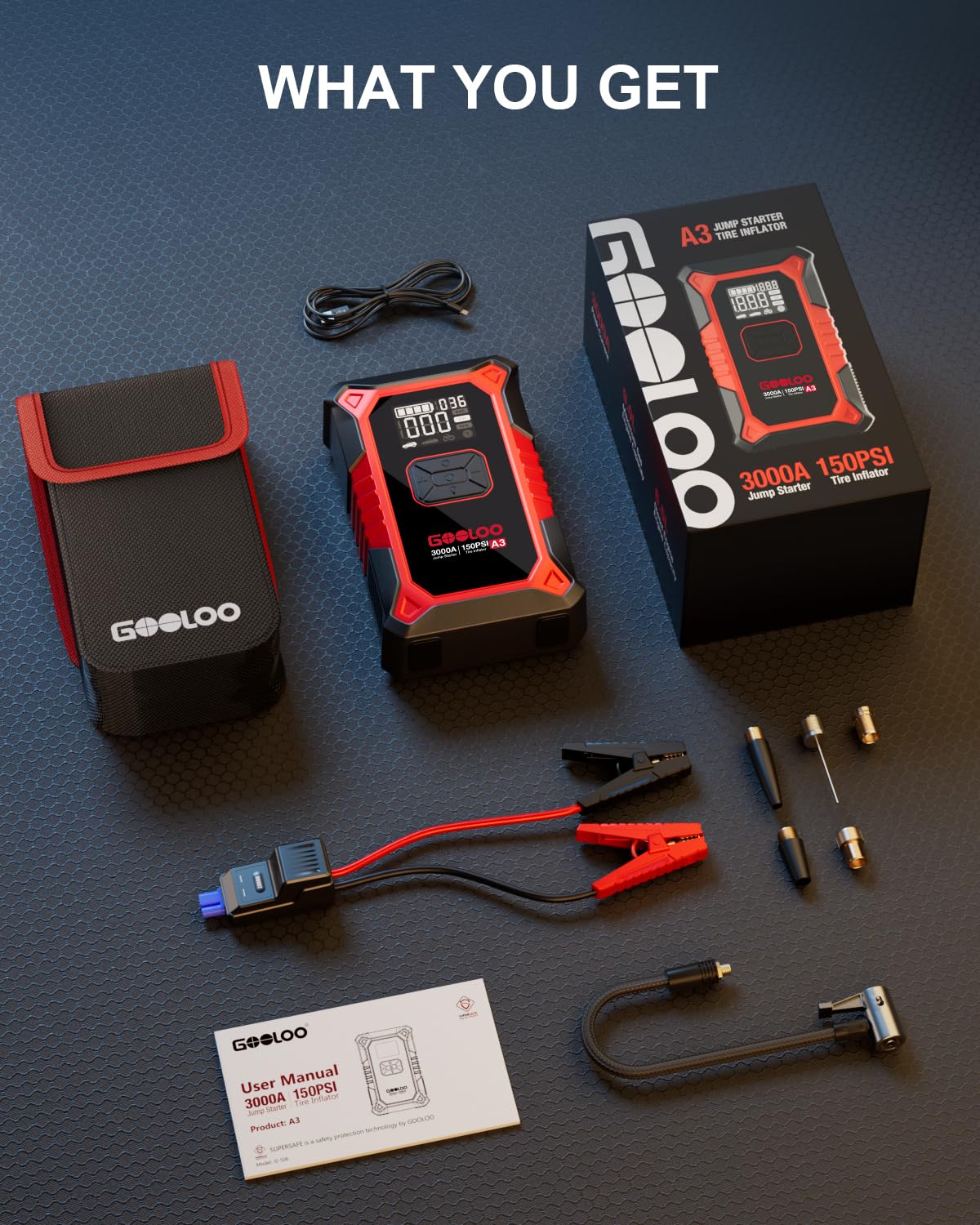 GOOLOO A3 compact kit includes bag and accessories