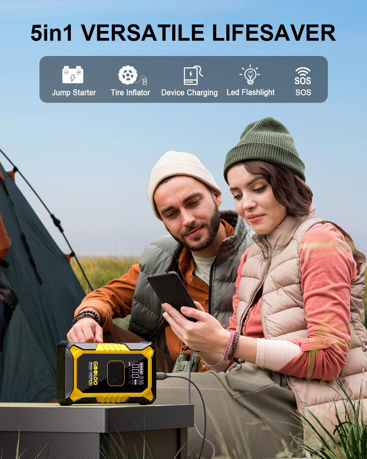 GOOLOO A3 digital pressure gauge provides clear tire readings