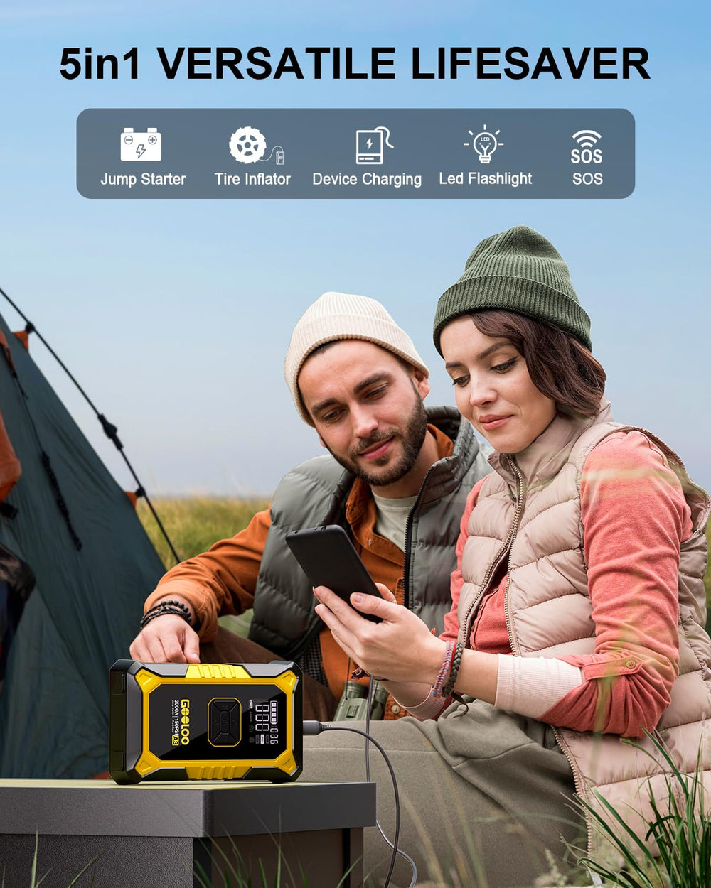 GOOLOO A3 digital pressure gauge provides clear tire readings