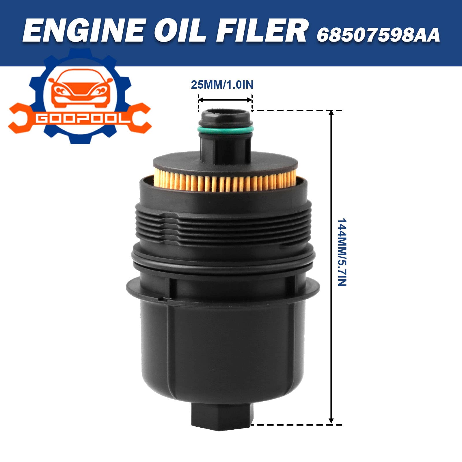 Goopool Jeep Wrangler Ecodiesel filter assembly, ready replacement for 2020-2023 models.