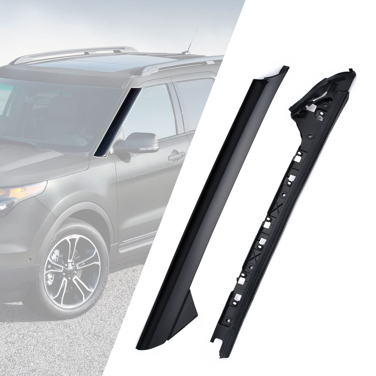 Goopool windshield A-Pillar molding left driver side for Ford Explorer 2011-2019, direct-fit replacement.
