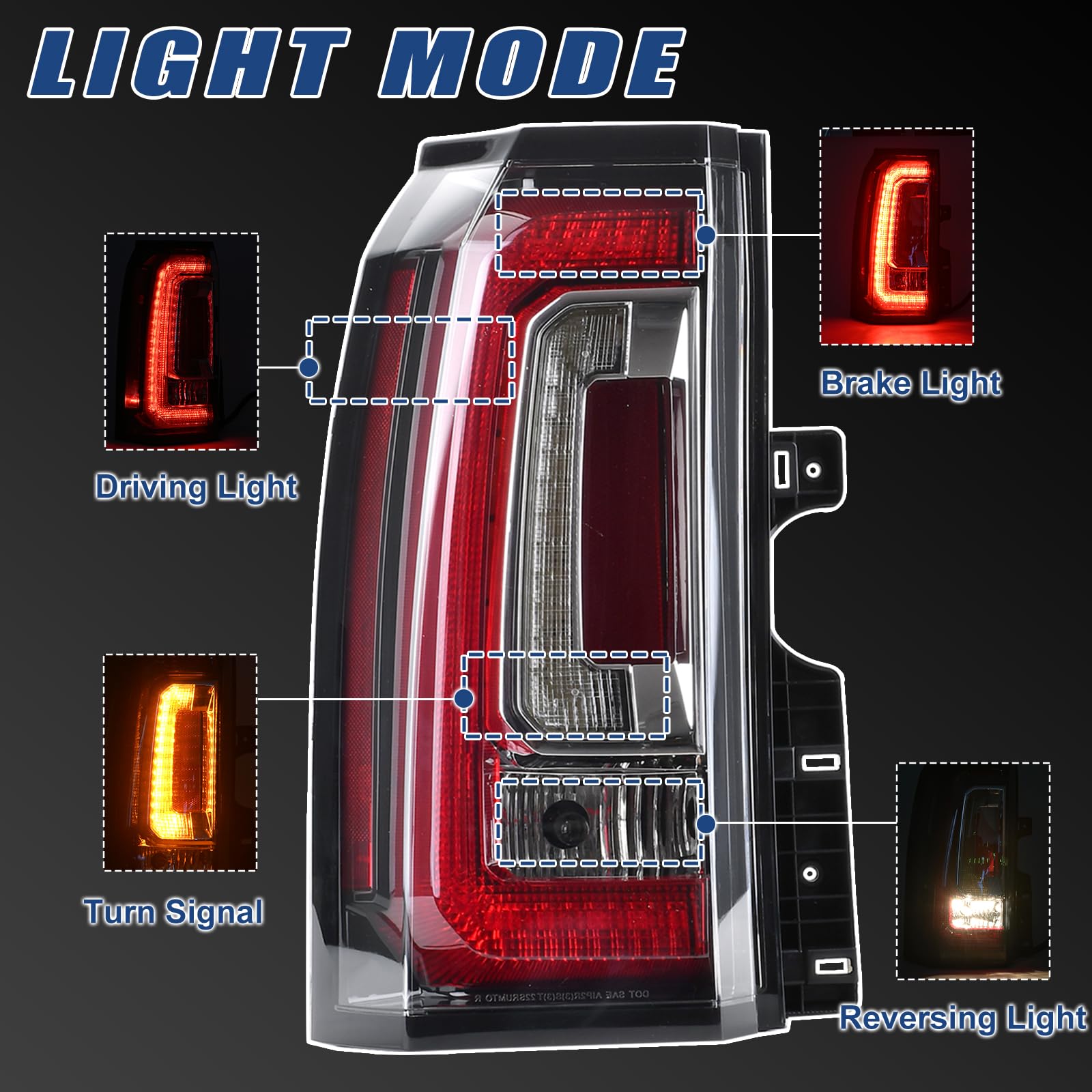 Goopool Yukon XL tail light assembly with bulb for plug-and-play setup