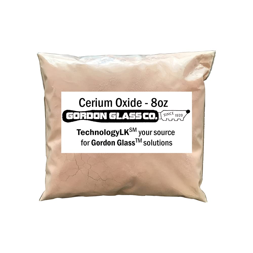 Close-up of cerium oxide powder texture in pink-brown color for scratch removal.