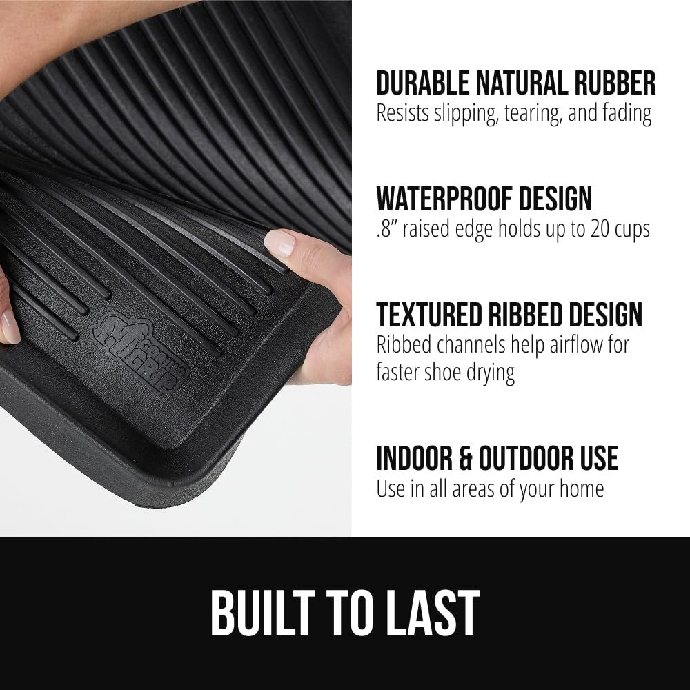 GORILLA GRIP boot tray waterproof edge highlights raised rim protecting floors.
