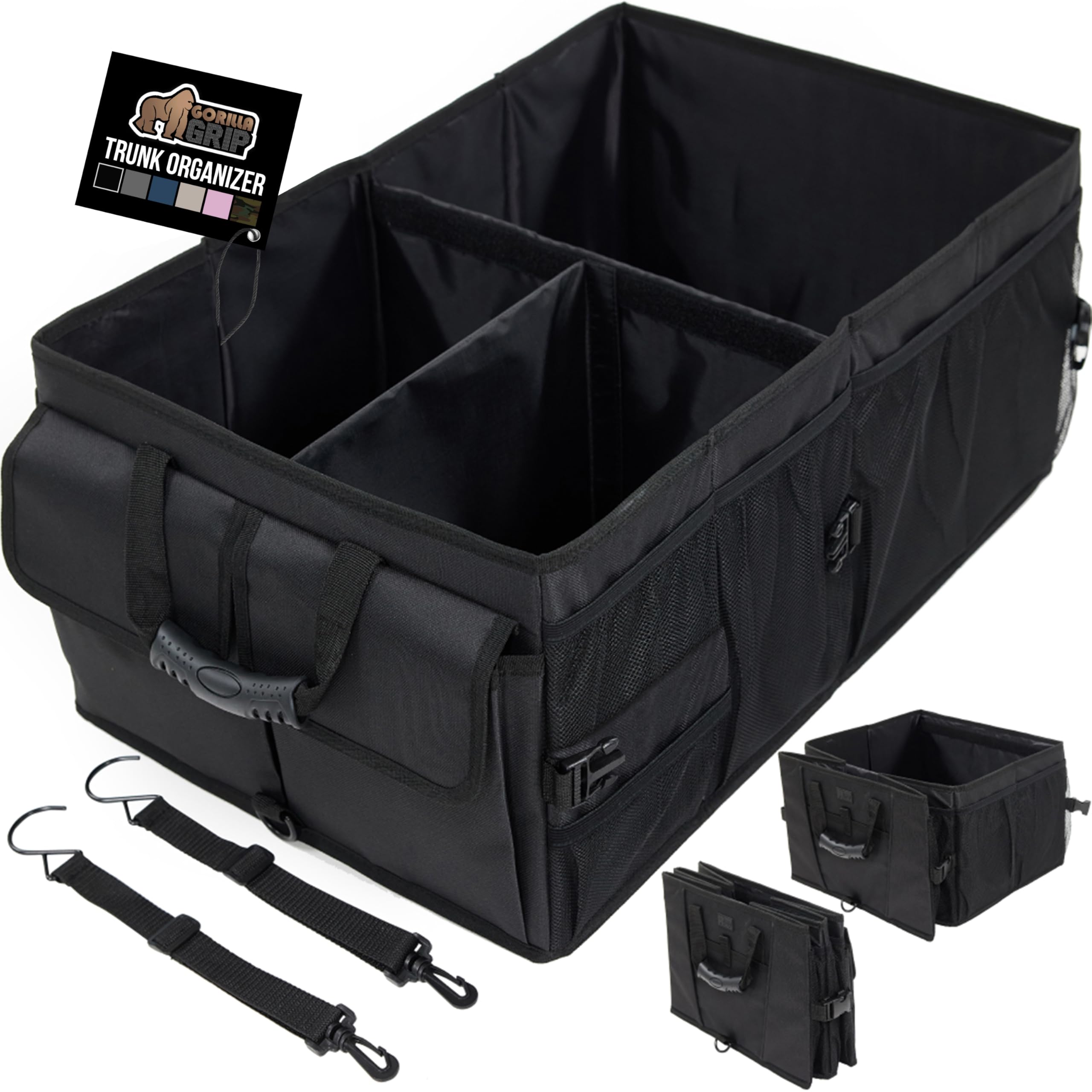 GORILLA GRIP trunk organizer with a large compartment keeps groceries tidy