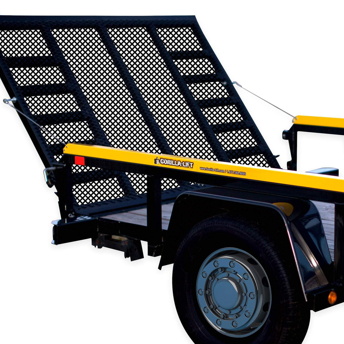 GORILLA-LIFT two-sided tailgate lift assist in action easing heavy loads.
