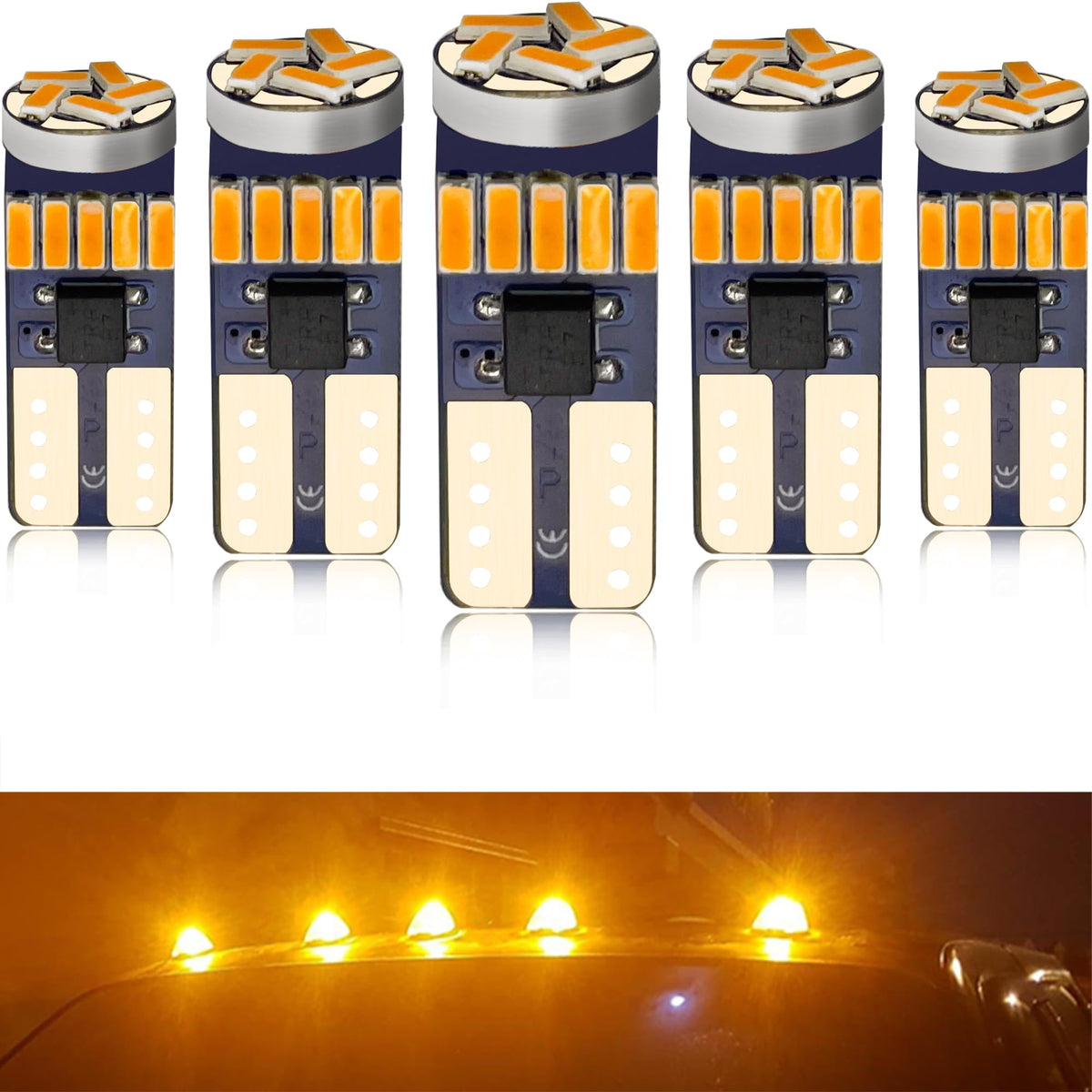 Gorromp amber LED roof cab marker for Ford F-150 with improved nighttime visibility.