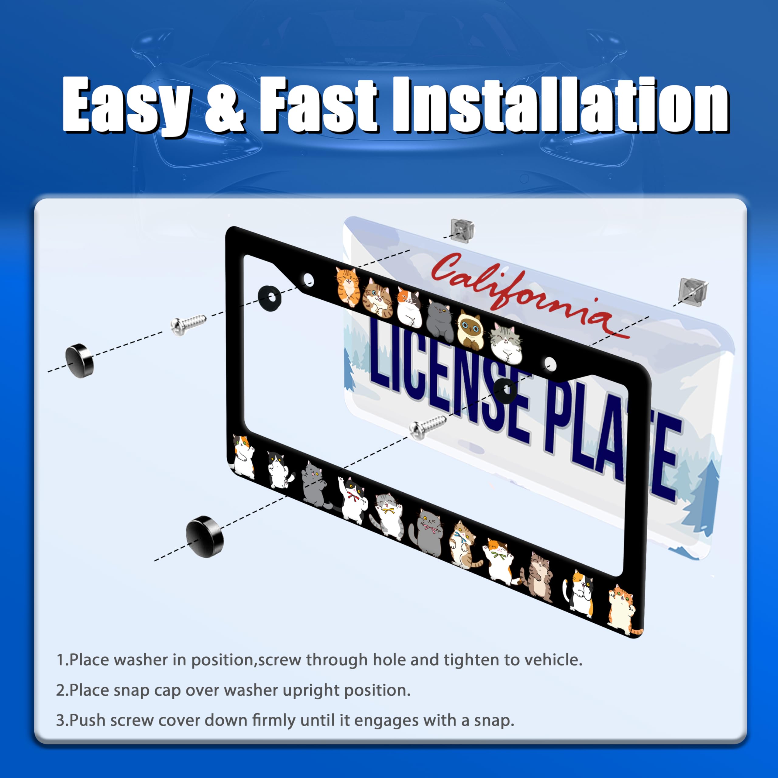 GORSNKYE license frame with colorful pattern brightens your car exterior.