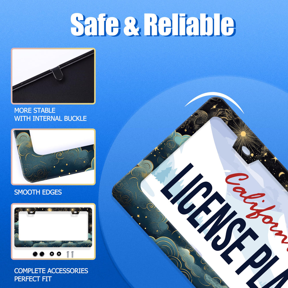 GORSNKYE Stainless steel frame keeps license labels visible and protected