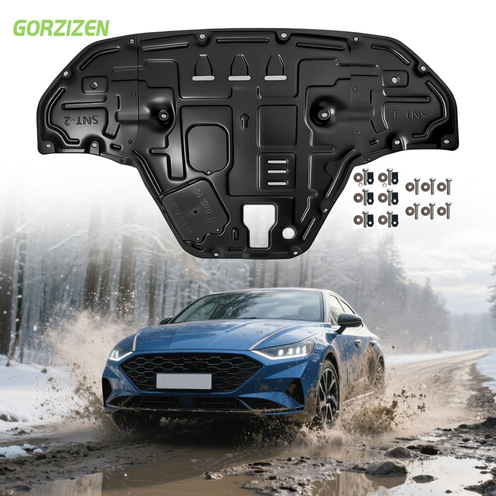 Gorzizen engine splash shield under car guard demonstrates enhanced underbody protection against road debris.