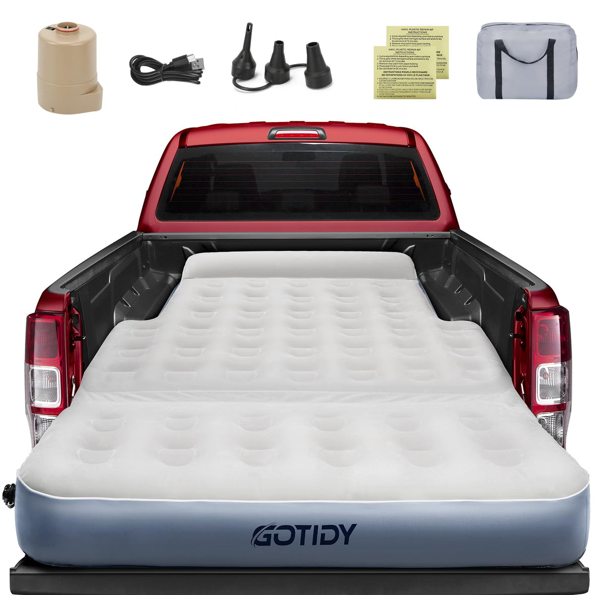 GOTIDY short truck bed mattress with tailgate extension for extra space and comfort.