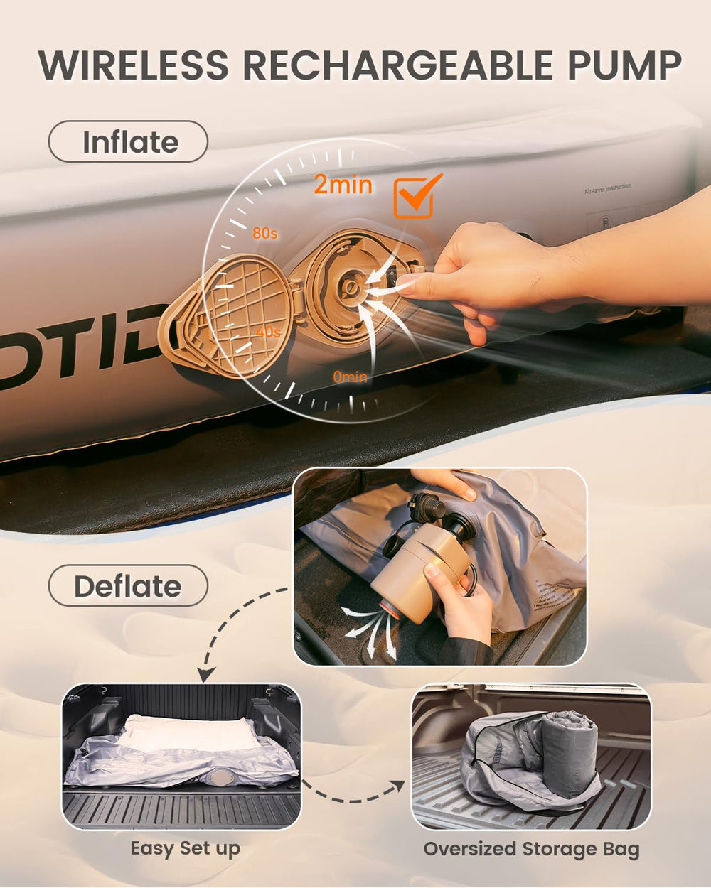 GOTIDY truck mattress fits Tacoma 2001-2024 for a secure mid-size bed setup.