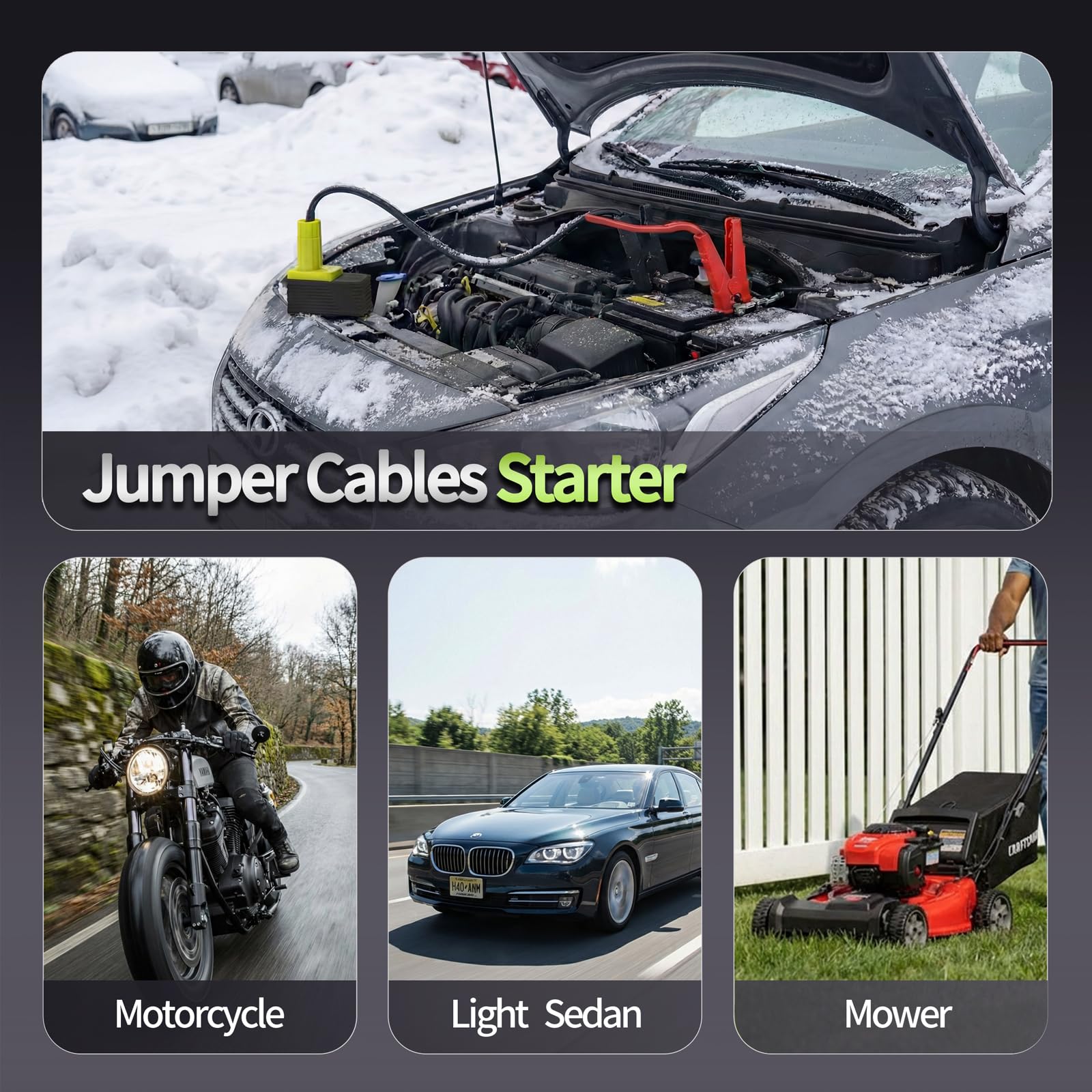 Govel portable booster cables ready for emergencies with your Ryobi battery as power source.