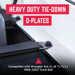 GPCA tie-down D-plate assembly closeup highlights easy installation with thumb screws.