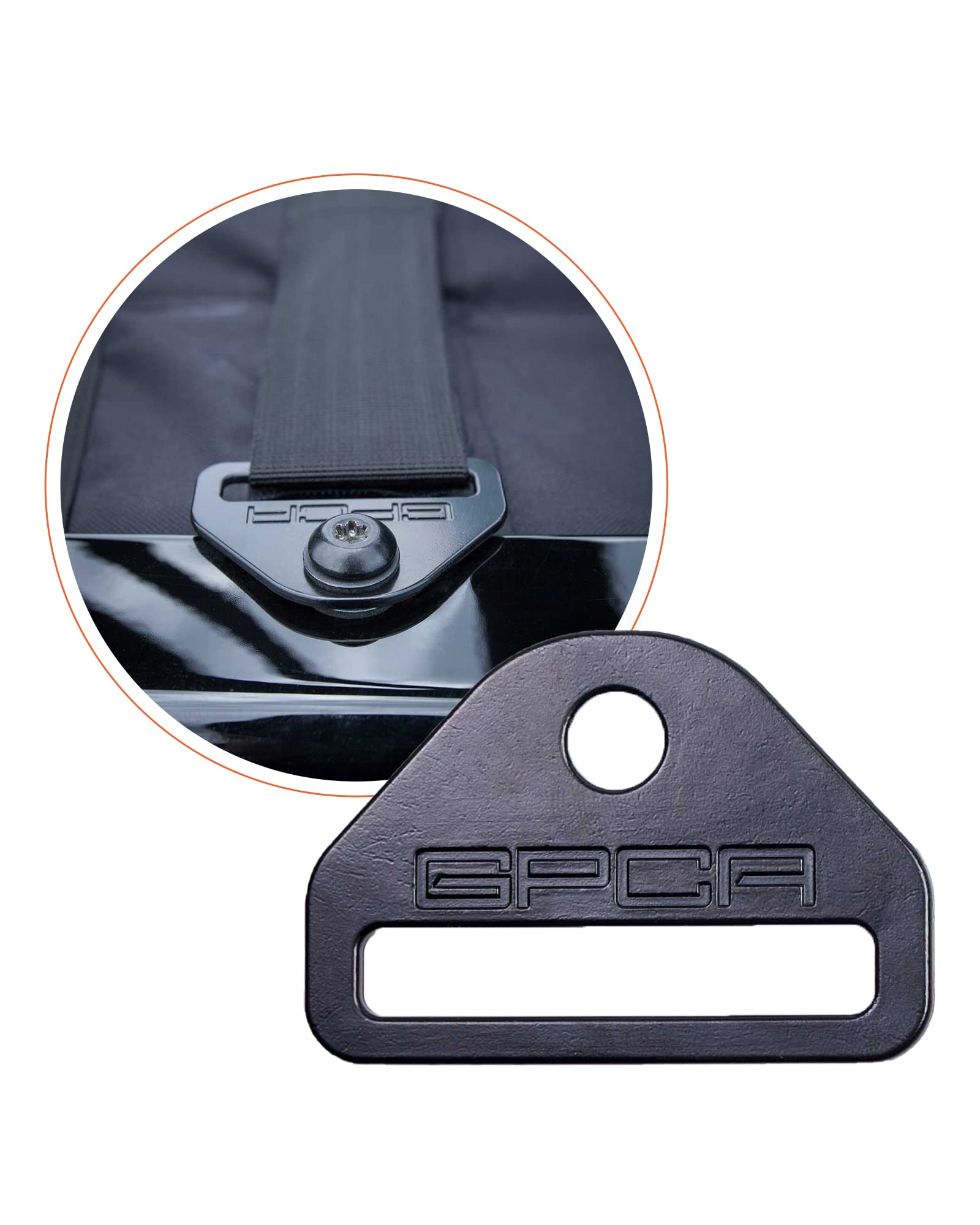 GPCA tie-down D-plate compatibility for Jeep Wrangler 4xe/JL/JT/JK/TJ.